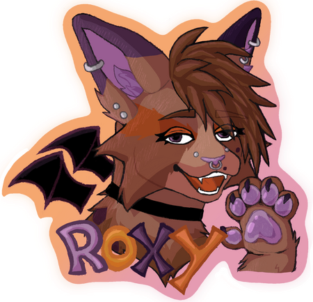Halloween purple cat with bat wings Fursona Roxy
